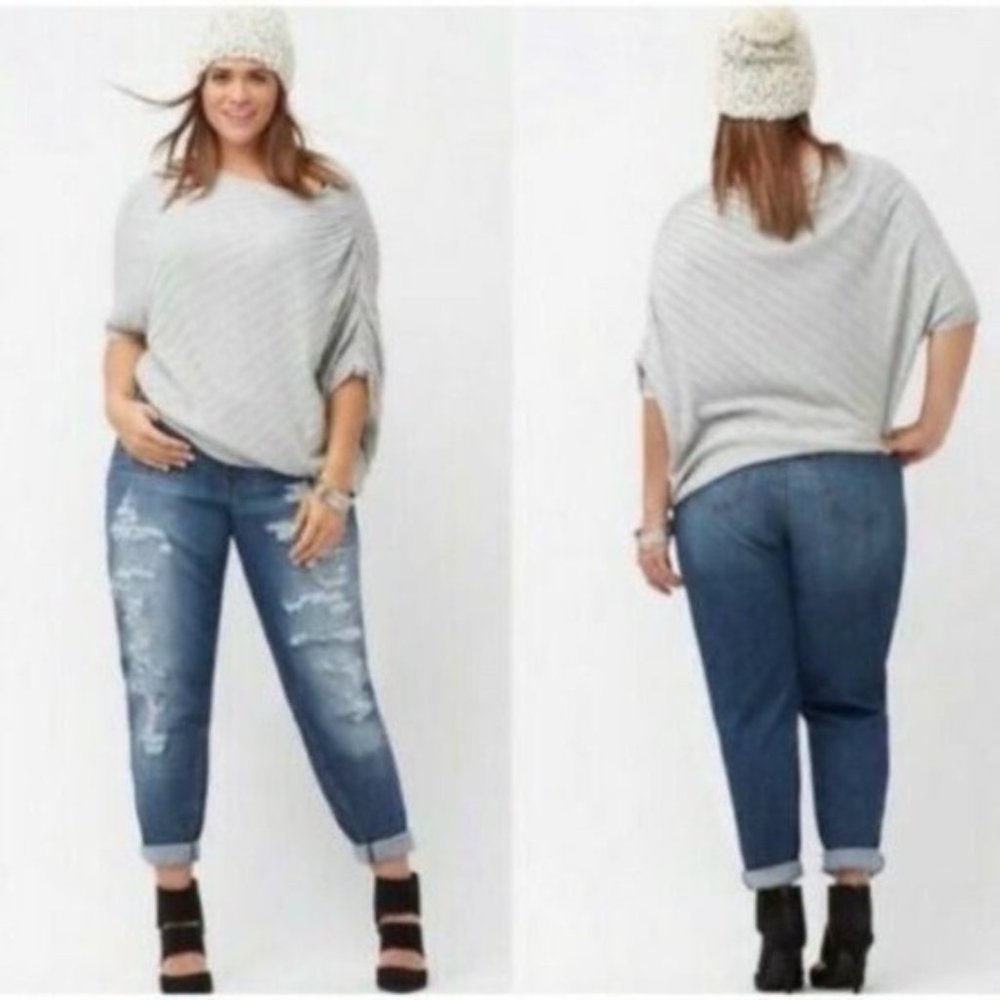 Lane Bryant Gray Ribbed Poncho Sweater Size 22 24